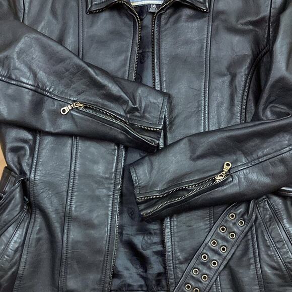 Z1R Women’s Motorcycle Leather Belted Jacket Full Zip Size 14 - Picture 5 of 12